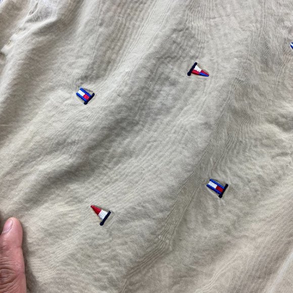 Tommy Hilfiger Khaki Shorts Men 44 Brown Short Chino Pants All Over Embroidered - Picture 10 of 16